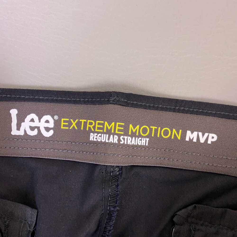 Lee Extreme Motion Pants MVP Regular Straight Leg Mens 40x29 Black Stretch Chino - Picture 2 of 11